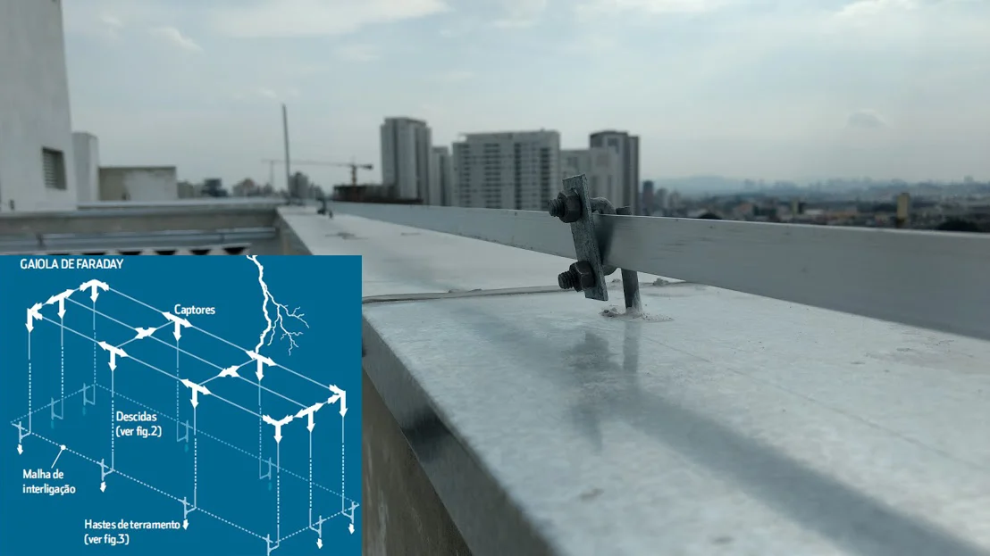 Captores (spda) no alto do prédio