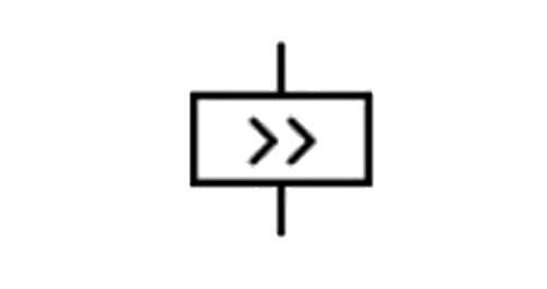 Símbolo IEC de relé de estado sólido (SSR).