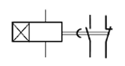 Símbolo IEC de relé com retardo na energização (ON-delay).