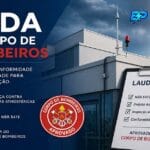 SPDA instalado em edificação com sistema de para-raios e sinalização, atendendo exigências do Corpo de Bombeiros e normas de proteção contra descargas atmosféricas