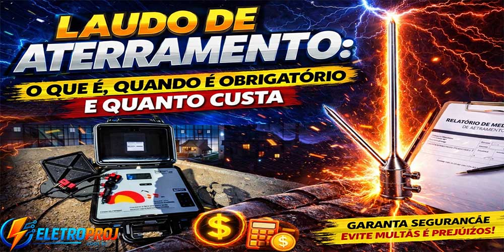 Laudo de Aterramento: o que é, quando é obrigatório e quanto custa Laudo de aterramento elétrico com equipamento terrômetro e relatório técnico, destacando a importância da medição da resistência de aterramento para garantir segurança e conformidade com normas técnicas.