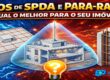 Ilustração comparando tipos de SPDA e para-raios, incluindo método Franklin, gaiola de Faraday e SPDA estrutural em edifício.